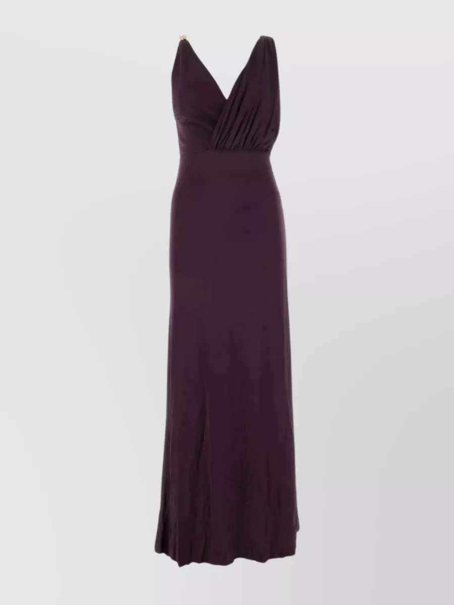 Shop Lanvin Maxi Dress Viscose Jewel Embellished In Purple