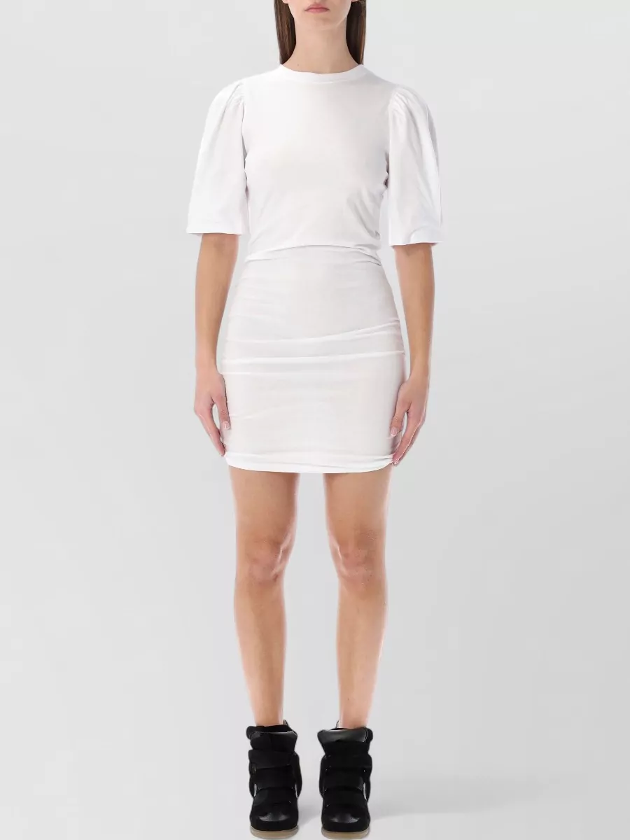 Isabel Marant Étoile Mini Dress Fitted Silhouette Puff Sleeves In White