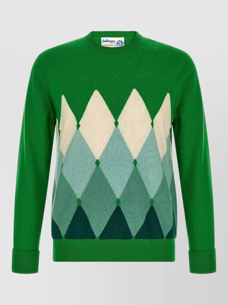 Ballantyne cashmere diamond-pattern ribbed crew-neck jumper