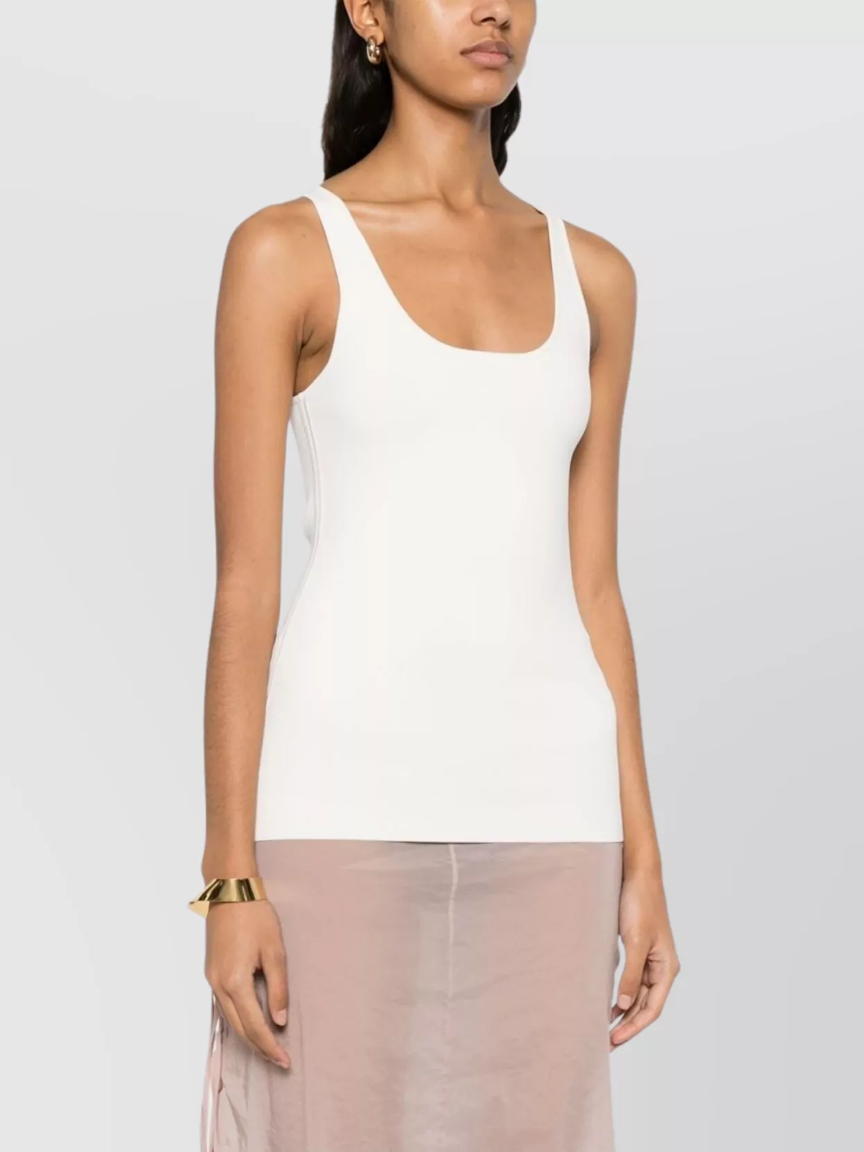 Shop Totême Ribbed Scoop Neck Sleeveless Top Straight Hem