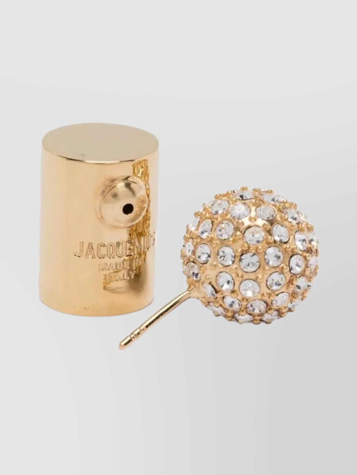 Shop Jacquemus Crystal Studded Gold Tone Earrings In Pink