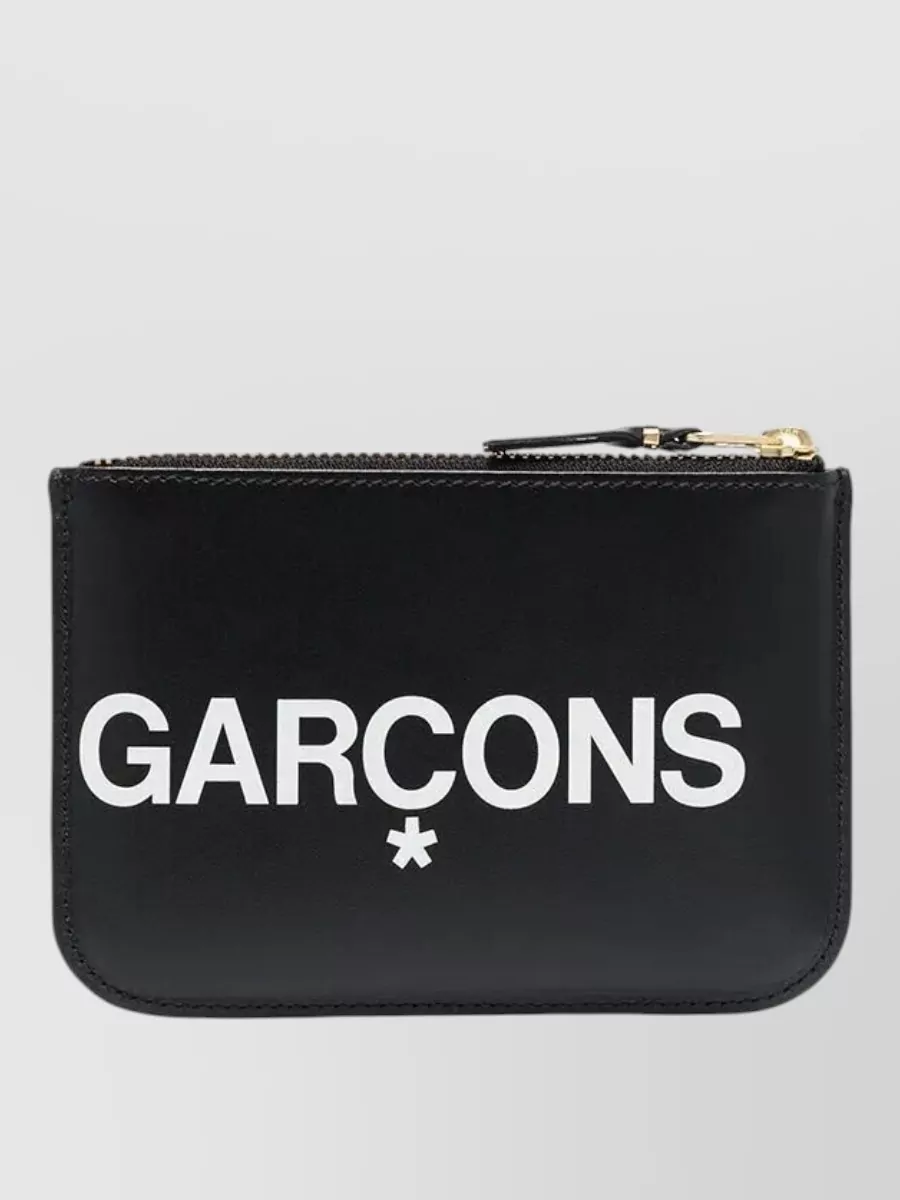 Comme Des Garçons Large Logo Zip Wallet In Black
