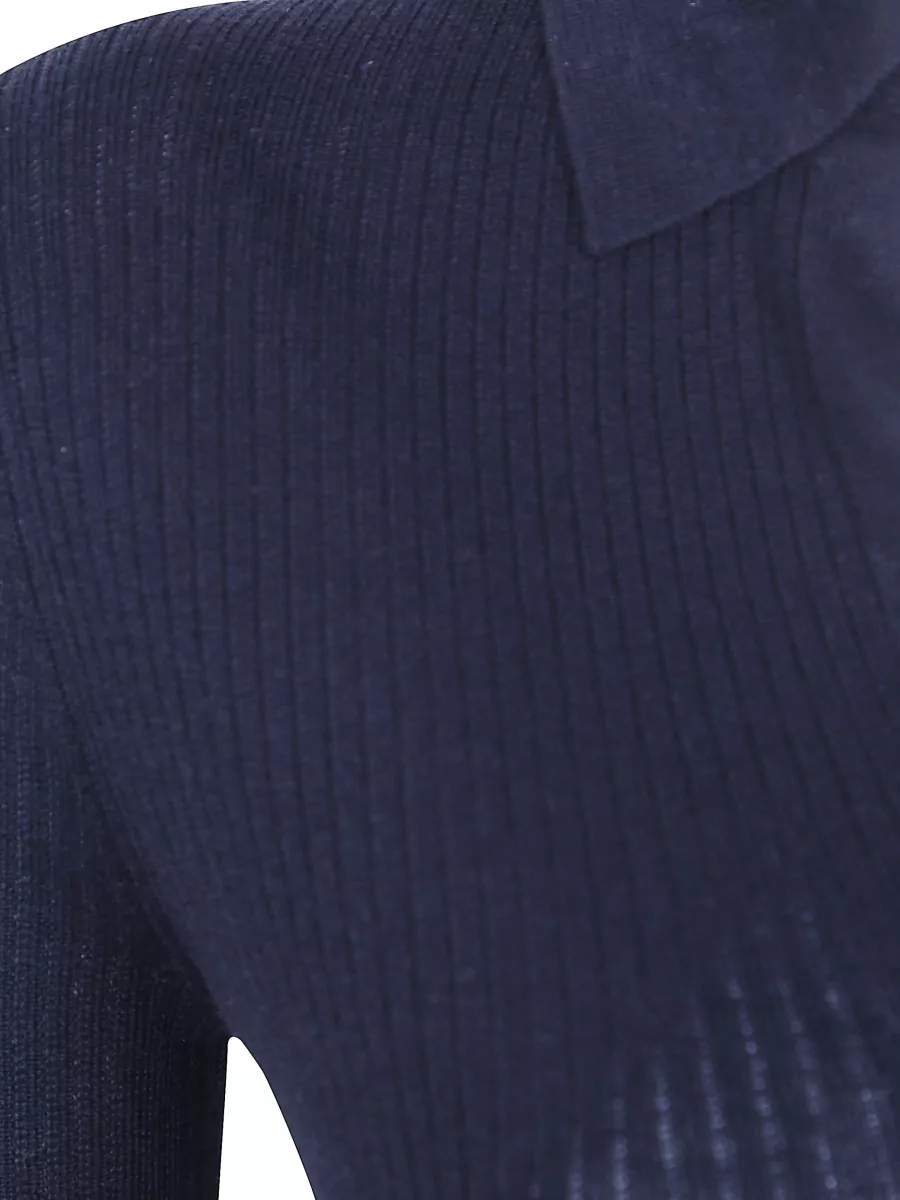 Max Mara Silk Cashmere Ribbed Long-Sleeve Polo Top
