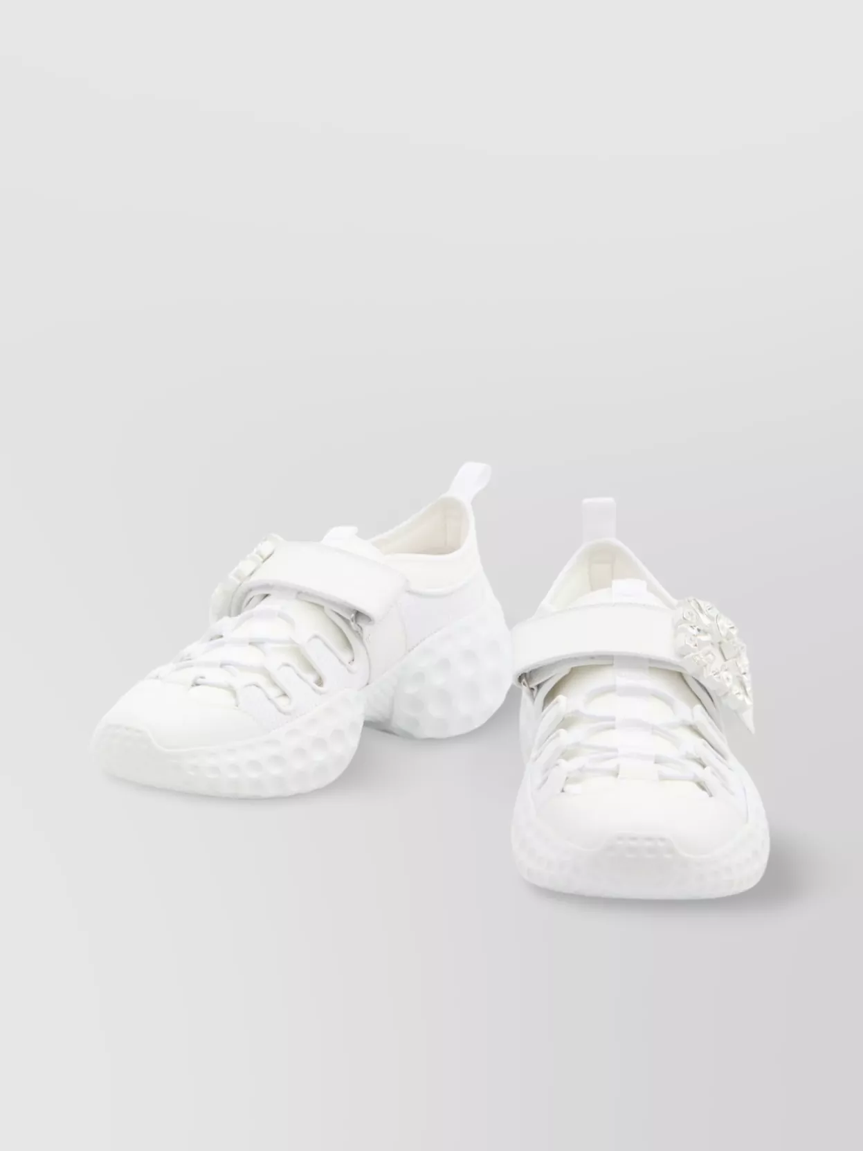 Roger Vivier Crystal Buckle Leather Sneakers