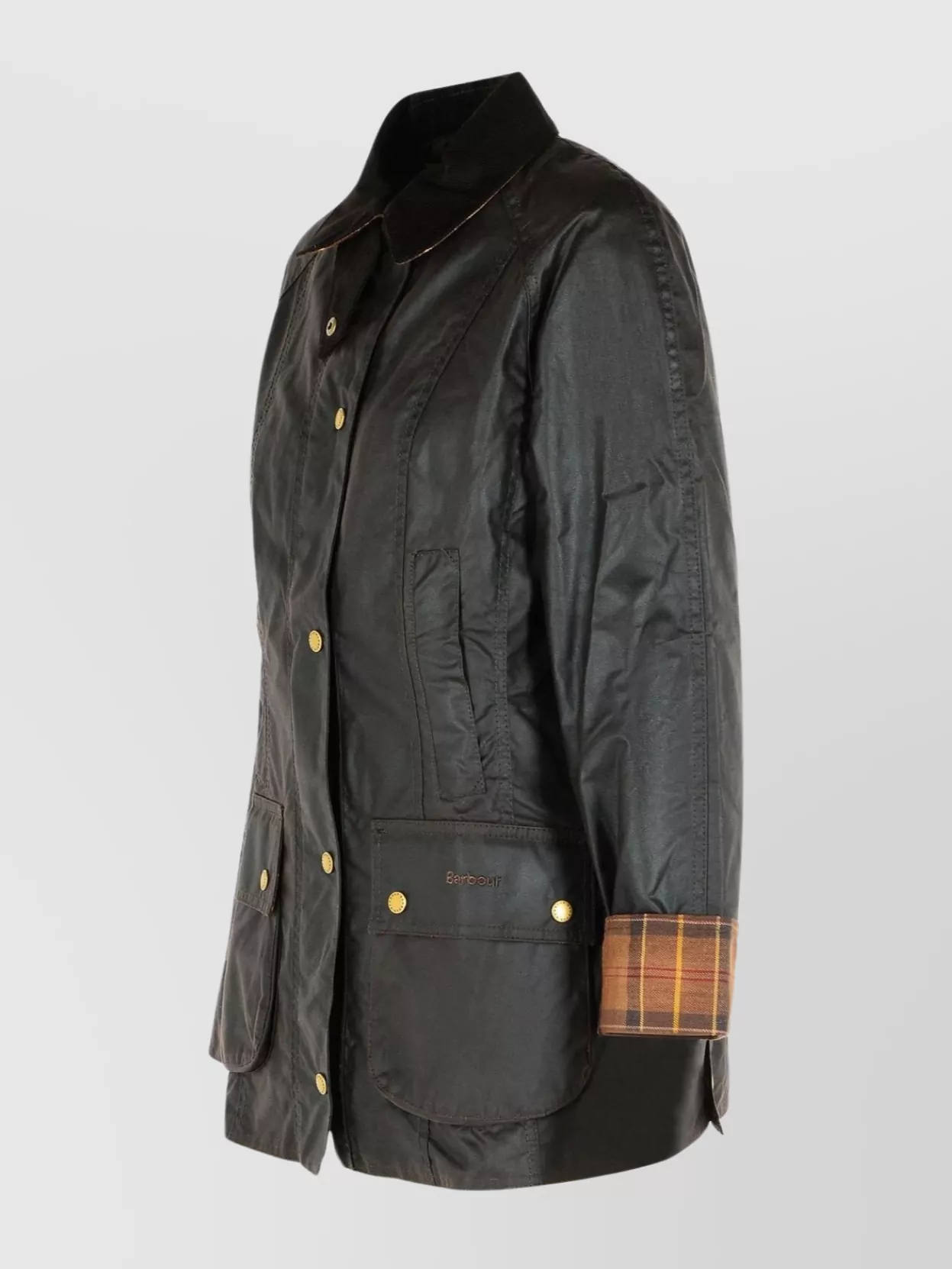 Barbour Cotton Jacket With Collared Neck And Flap Pockets In Gray