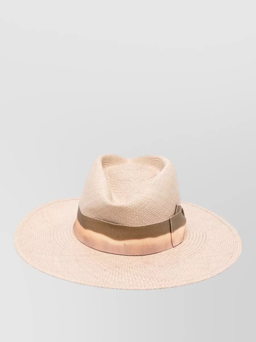 Borsalino Straw Wide Brim Fedora Hat