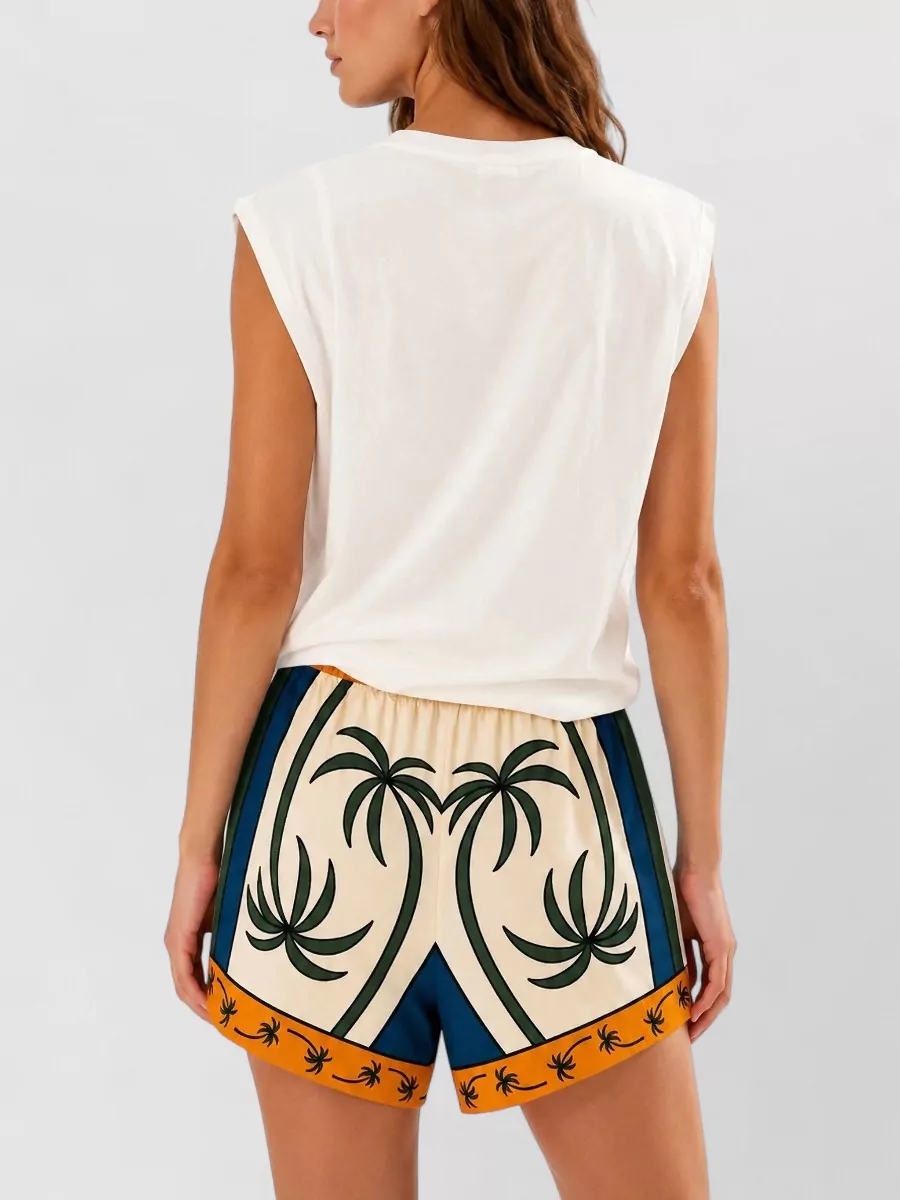 Farm Rio Printed Cotton Drawstring Shorts