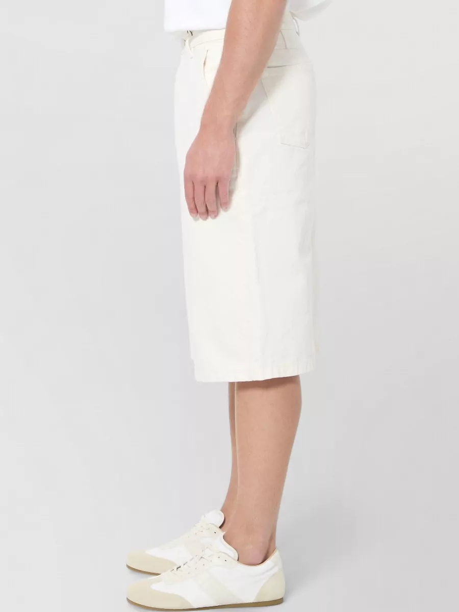 Ami Paris Cotton Twill Mid-Rise Wide-Leg Loose-Fit Bermuda Shorts