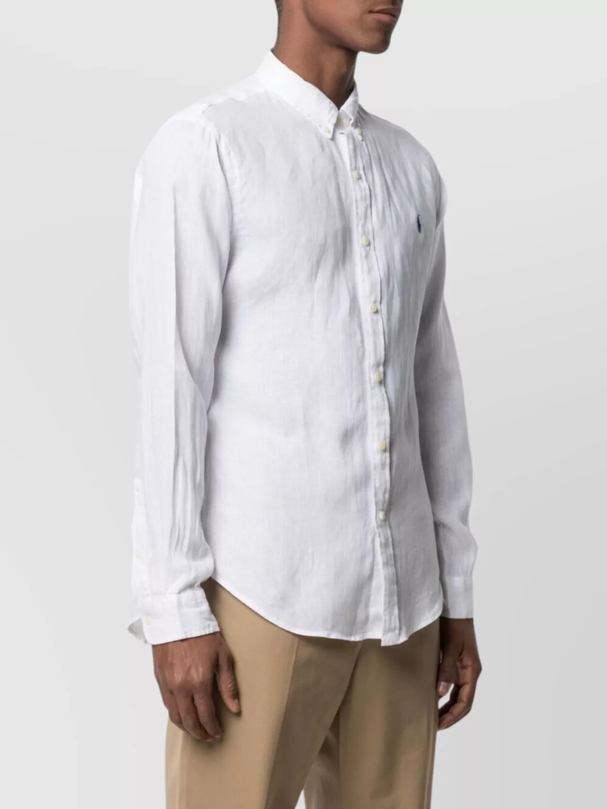 Ralph Lauren Linen Shirt Logo Chenille Texture