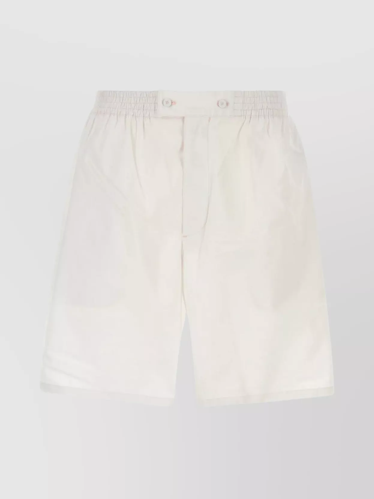 Shop Prada Elastic Waist Cotton Bermuda Shorts In Cream