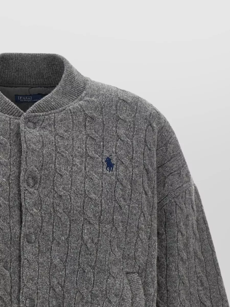 Polo Ralph Lauren Wool Cashmere Braided Knit Bomber Jacket