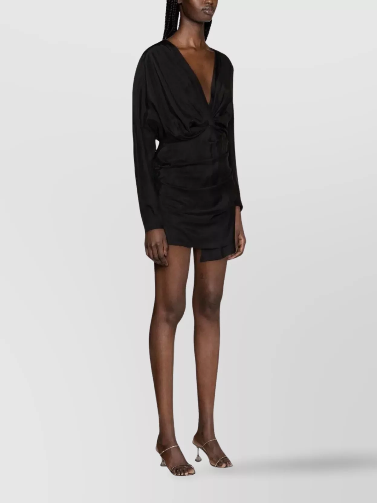 Gauge81 Asymmetric Draped Silk Dress V-Neck