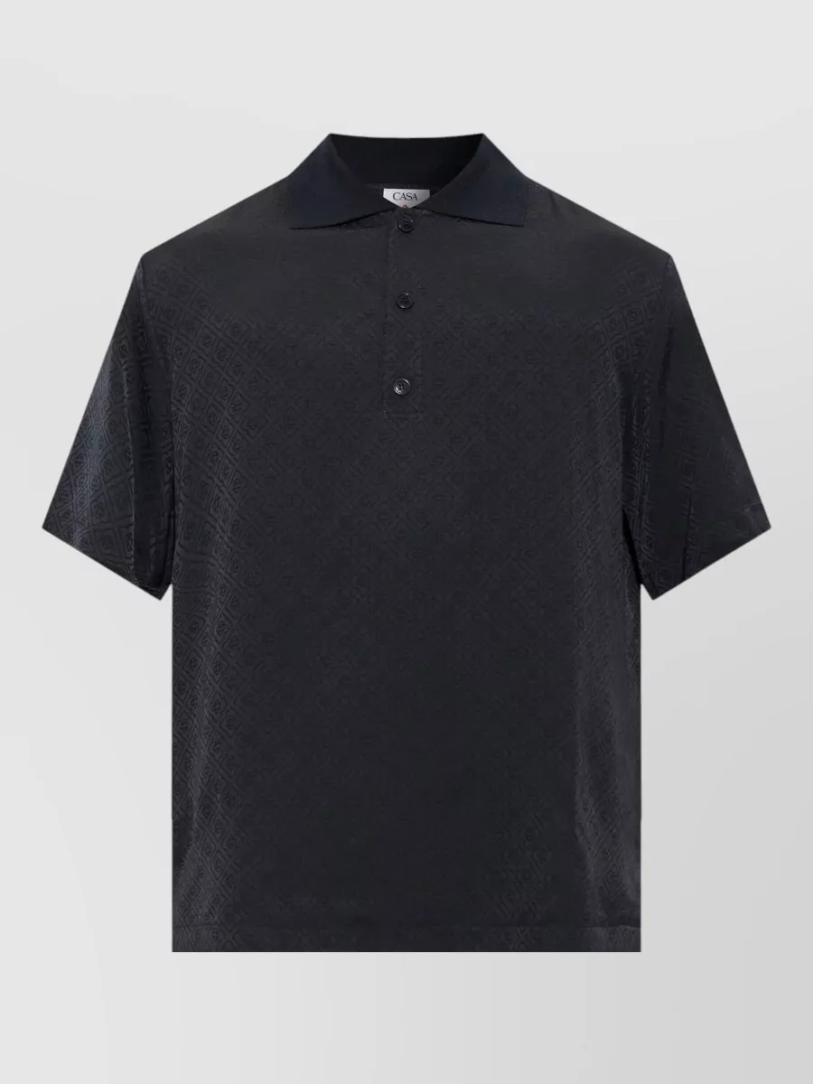 Casablanca viscose knit collar short-sleeve polo shirt