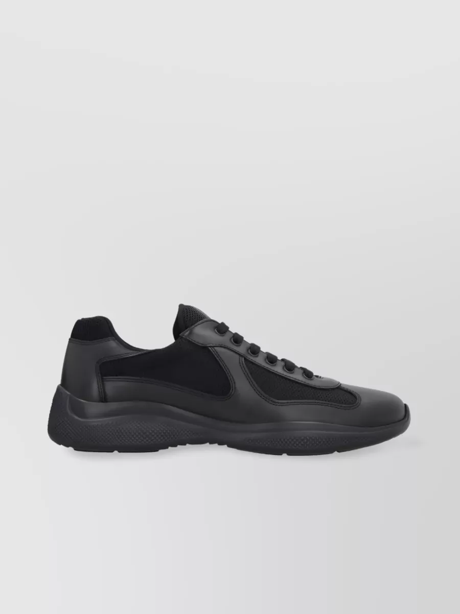 Shop Prada Americas Cup Contemporary Sneakers With Panelled Design In Black
