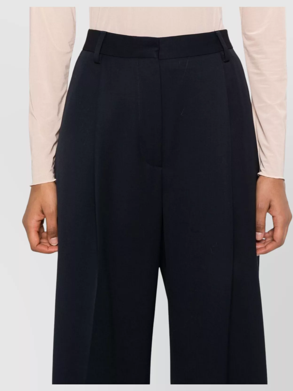 Dries Van Noten Wide Leg Pleated Trousers Pockets In Blue
