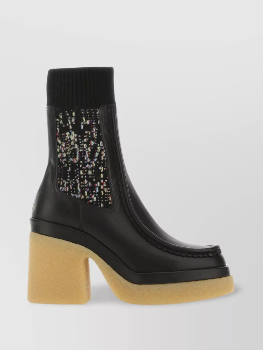 Shop Chloé Jamie Ankle Boots With Knitted Sock Detail In Black