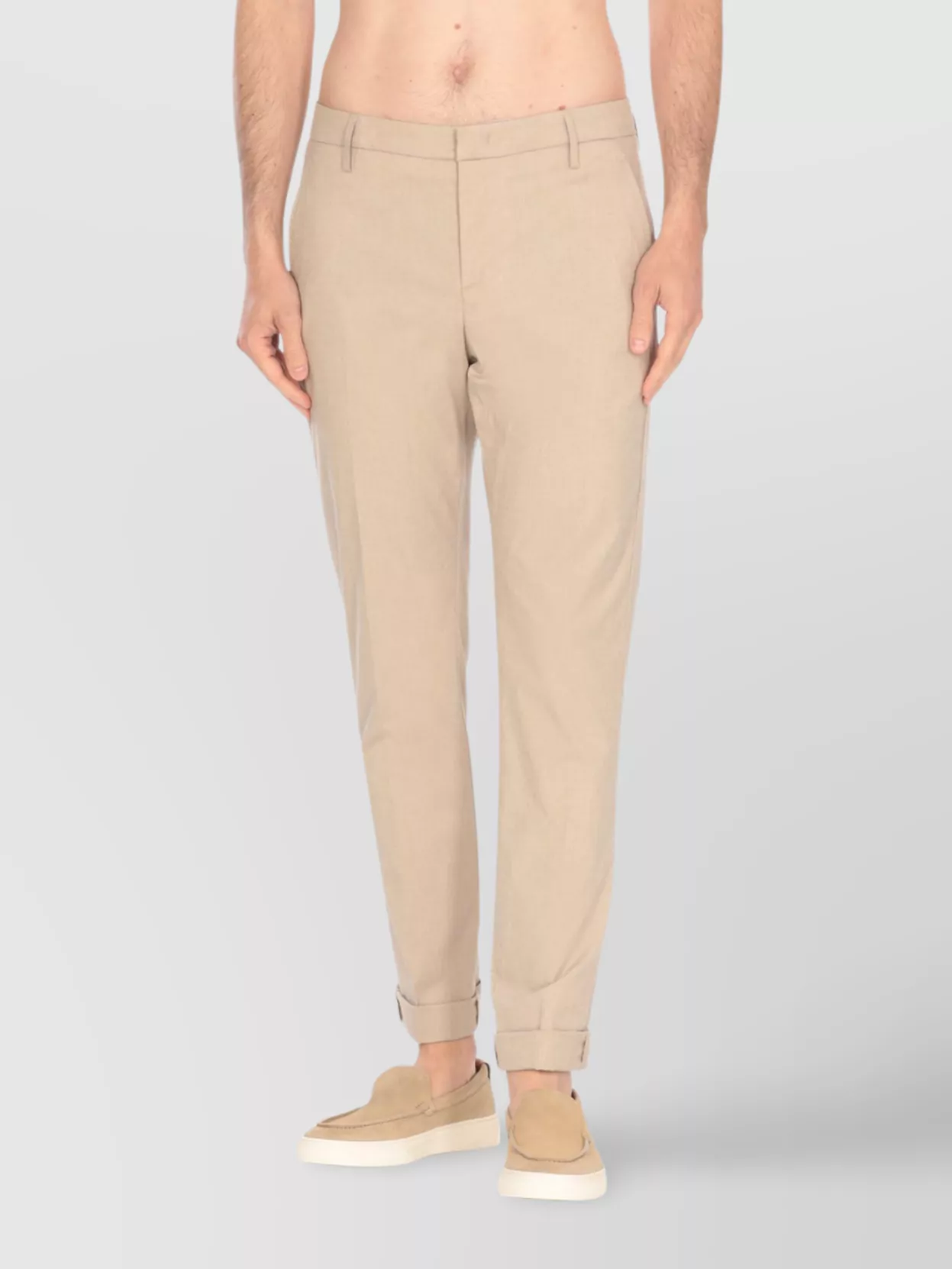 Dondup Cotton Trousers With Belt Loops And Pockets