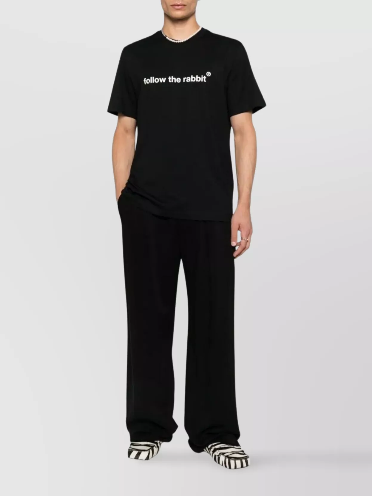 Msgm Rabbit Graphic Print Crew Neck T-shirt In Black