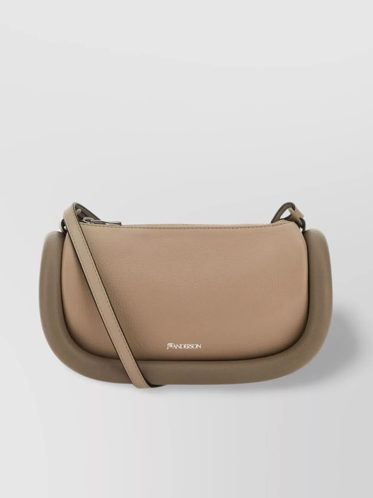Shop Jw Anderson 12 Crossbody Bag With Curved Silhouette And Adjustable Strap In Beige