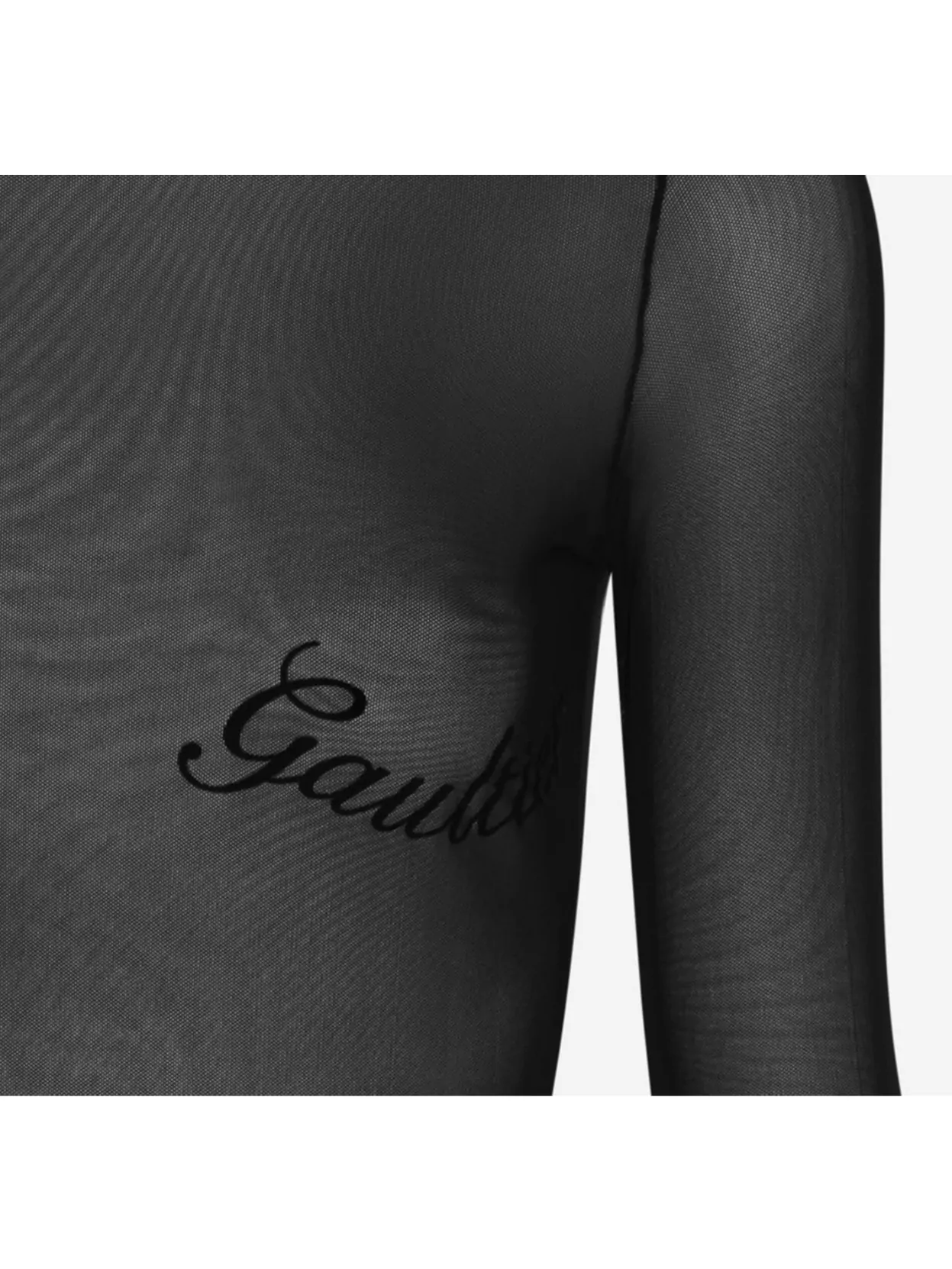 Shop Jean Paul Gaultier Crewneck Logo Flocked Sheer Top Sleeves