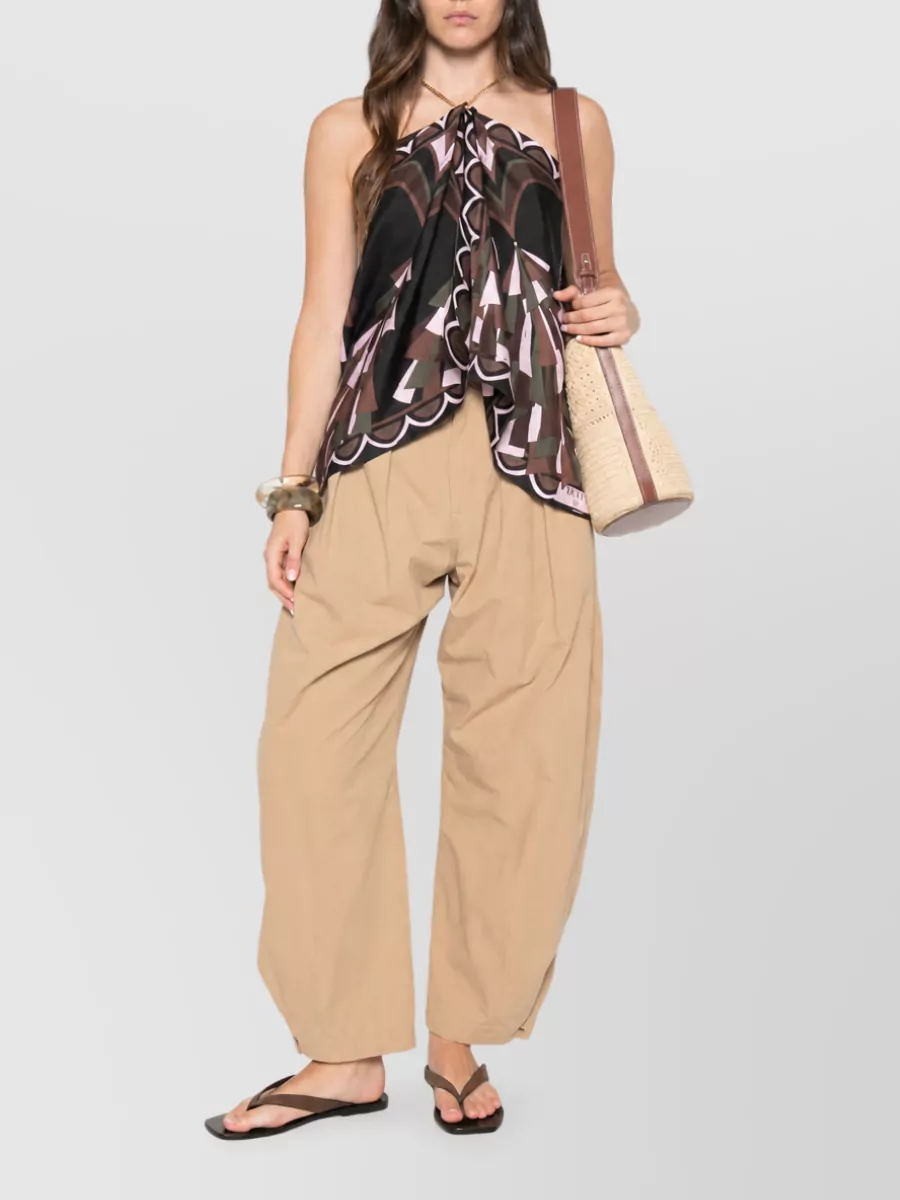 Pucci Silk Printed Halterneck Sleeveless Draped Blouse