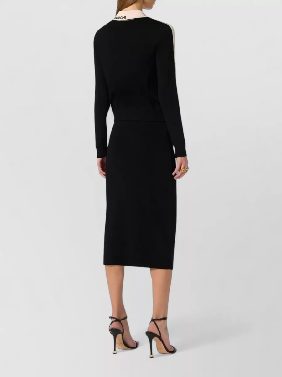 Elisabetta Franchi Knit Cardigan Long Sleeves Contrast Collar