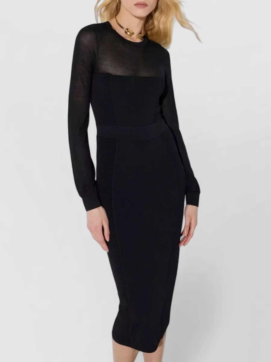 Elisabetta Franchi Ribbed Jacquard Midi Dress