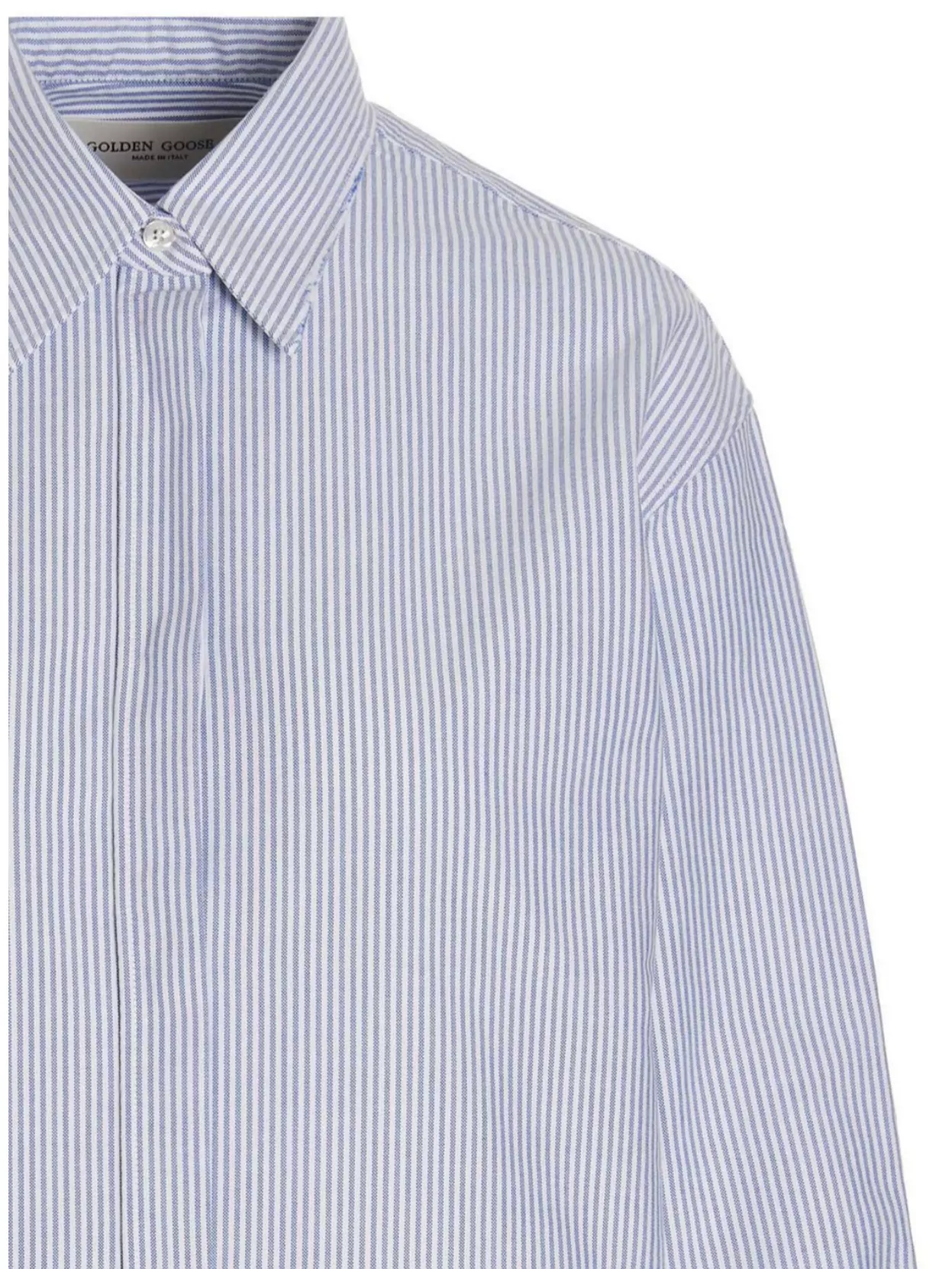 Golden Goose Striped Embroidered Shirt With Collared Cuffs