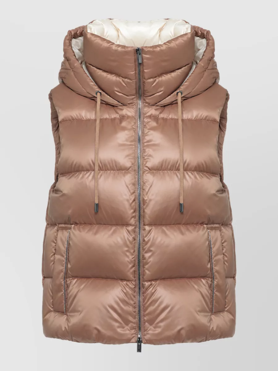 Peserico quilted hooded sleeveless puffer jacket