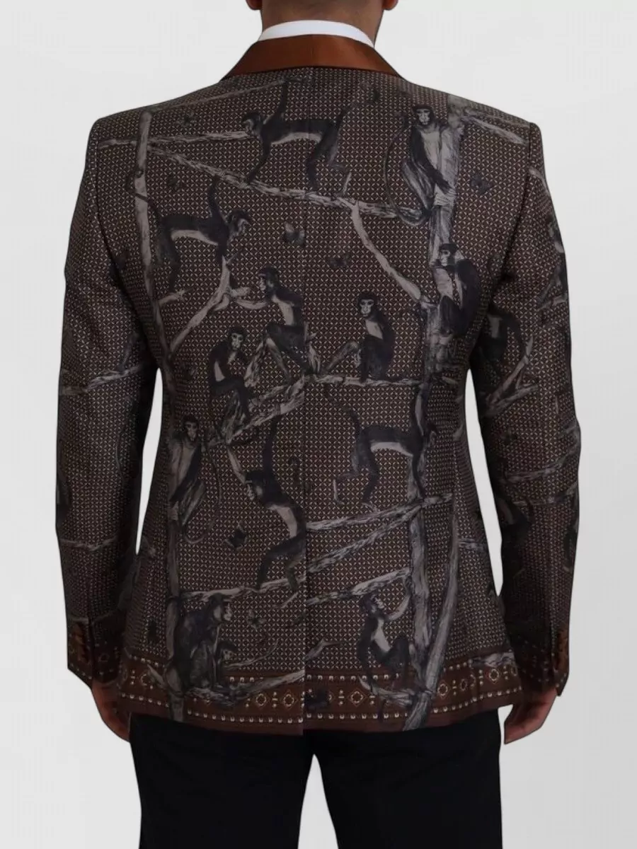 Dolce&Gabbana Silk Monkey Print Slim Blazer