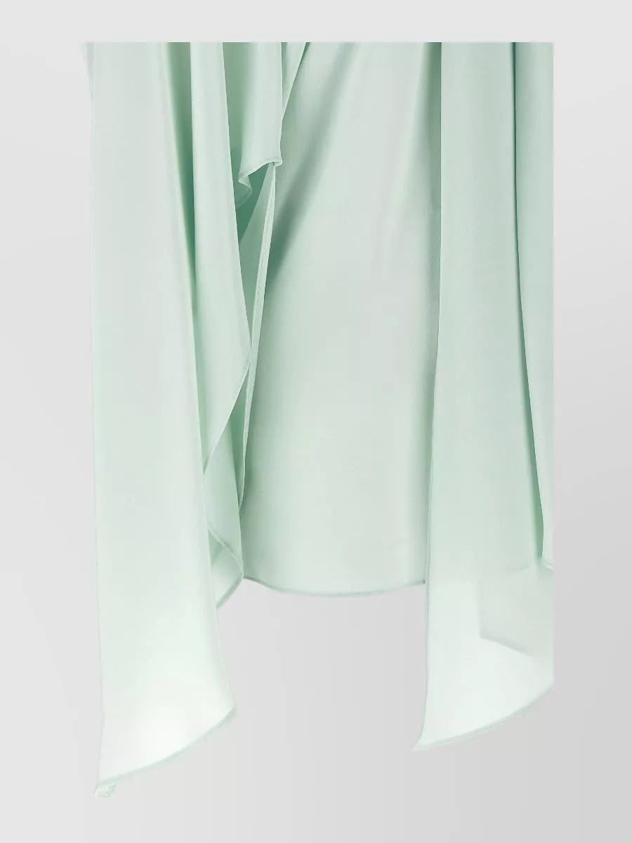 Stella Mccartney Silk Lavallière Collar Draped Wide Sleeve Blouse