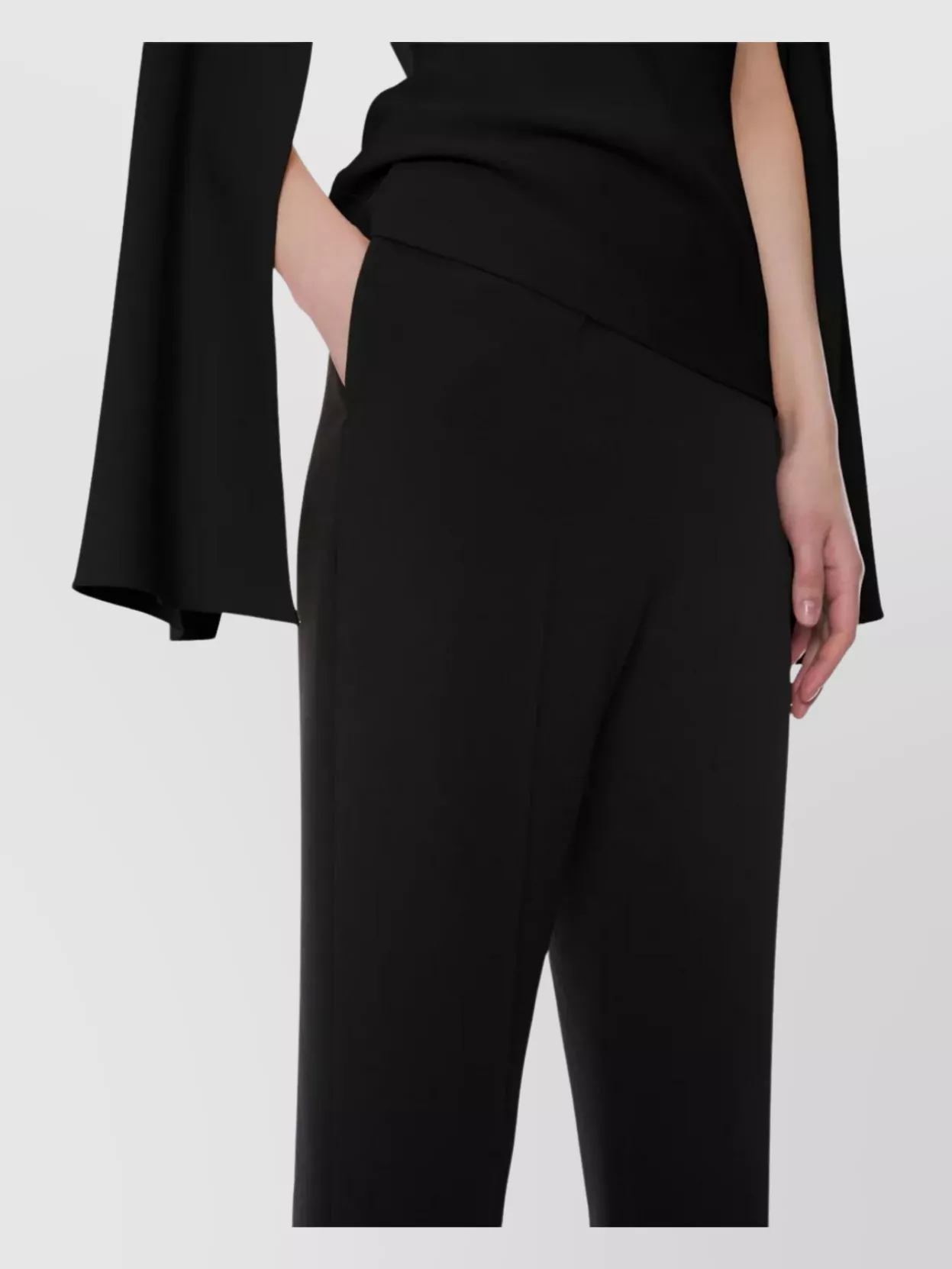 Alberta Ferretti High Waist Straight Leg Trousers With Side Pockets