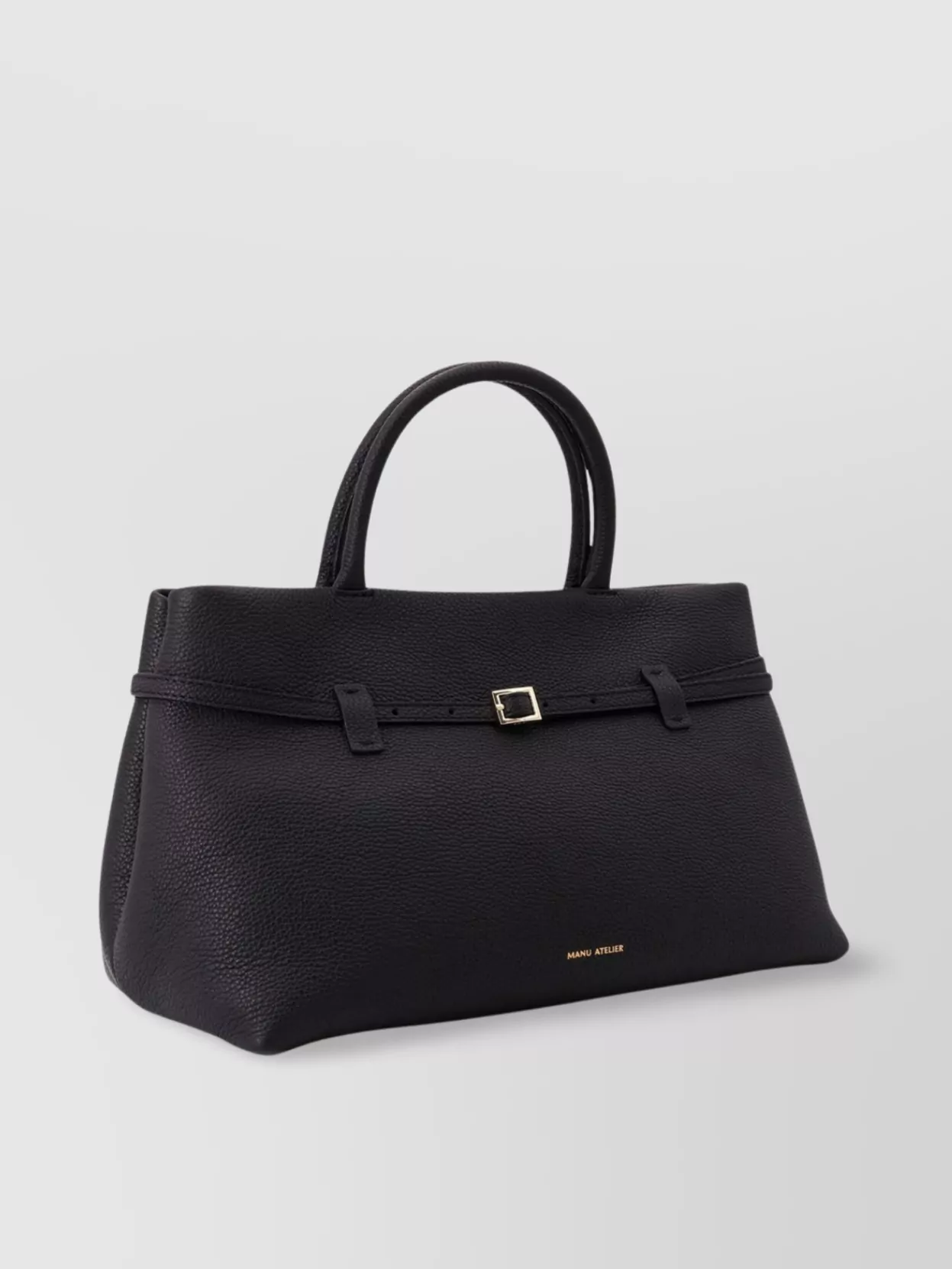 Manu Atelier Leather Shoulder Bag With Metal Buckle Strap