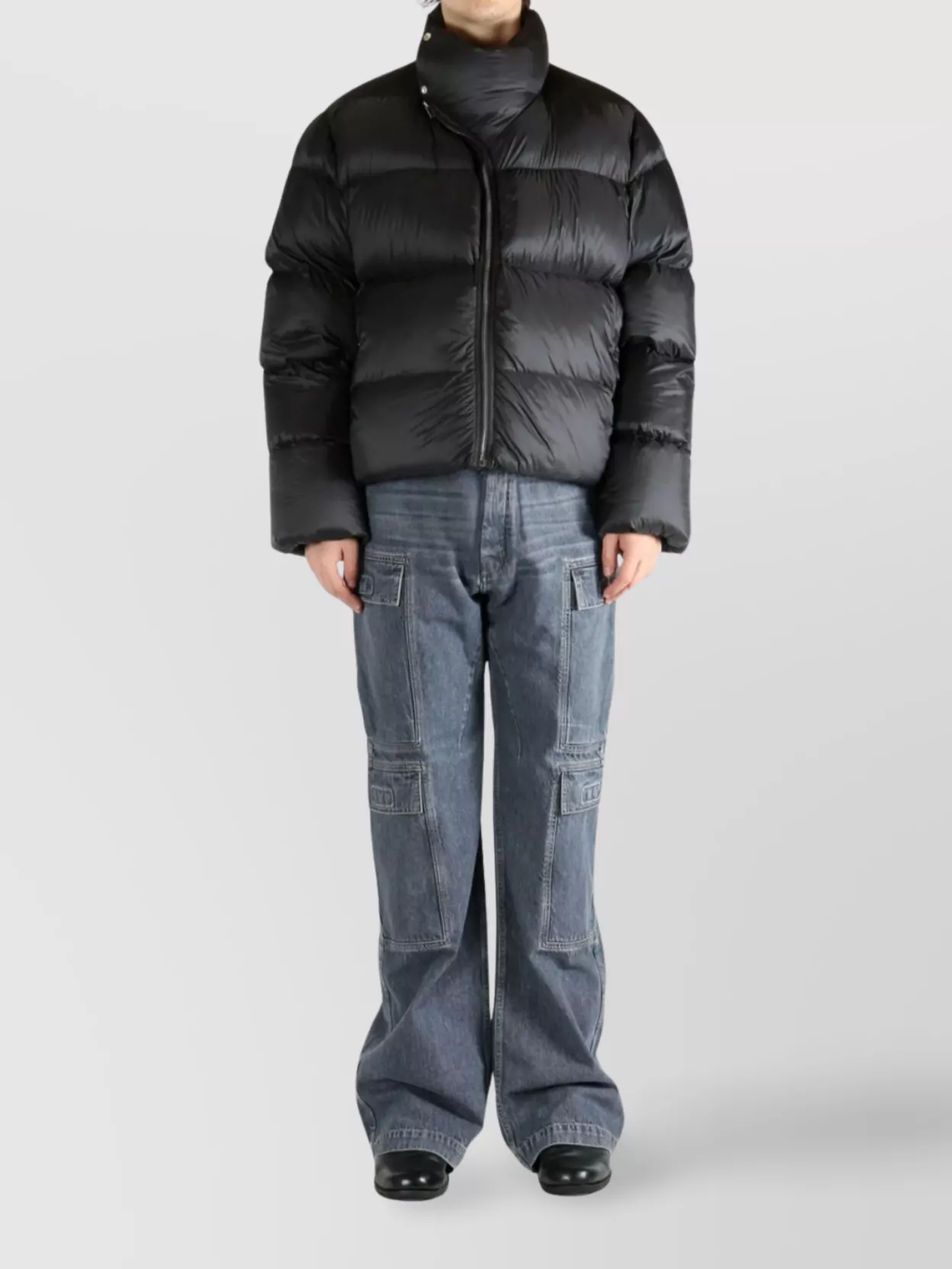 Rick Owens High Neck Padded Jacket And Pockets