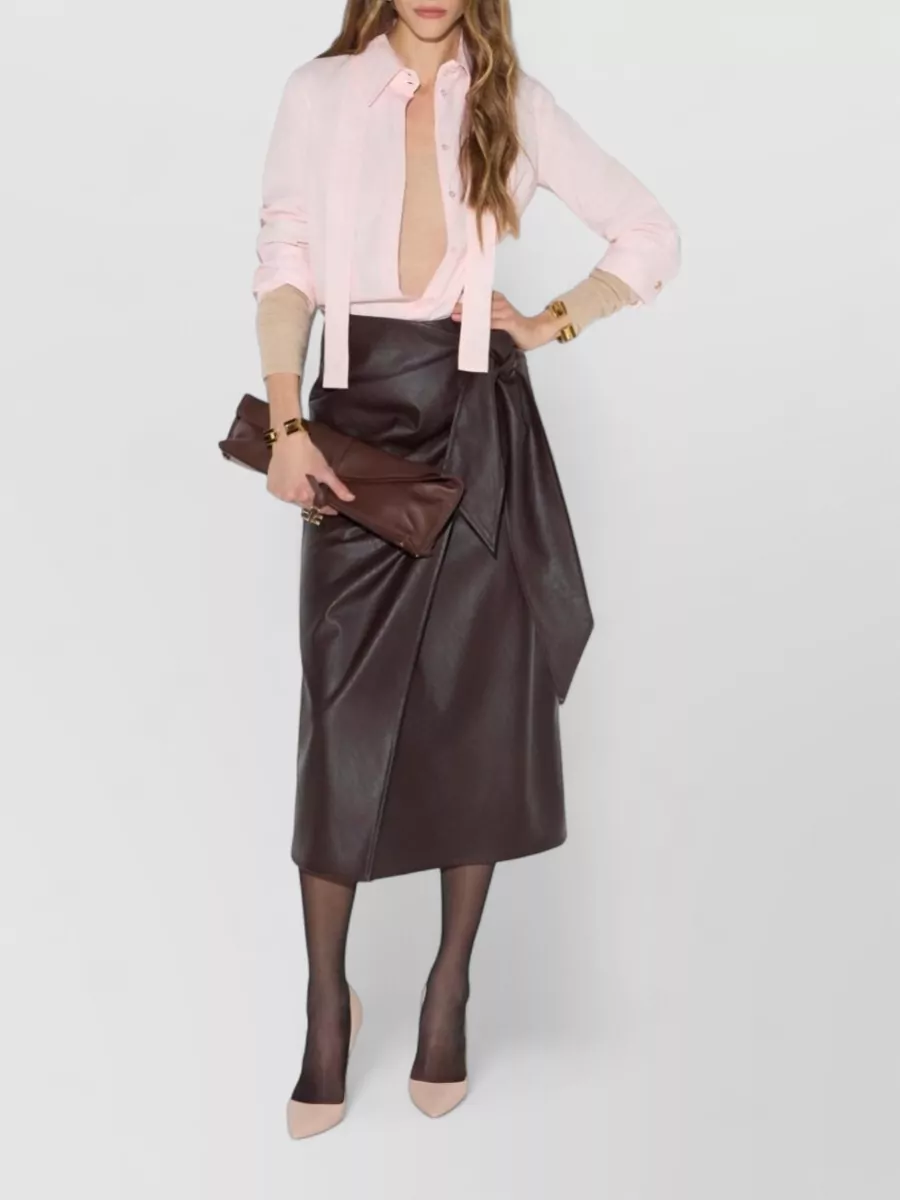 Elisabetta Franchi Faux Leather Midi Wrap Skirt