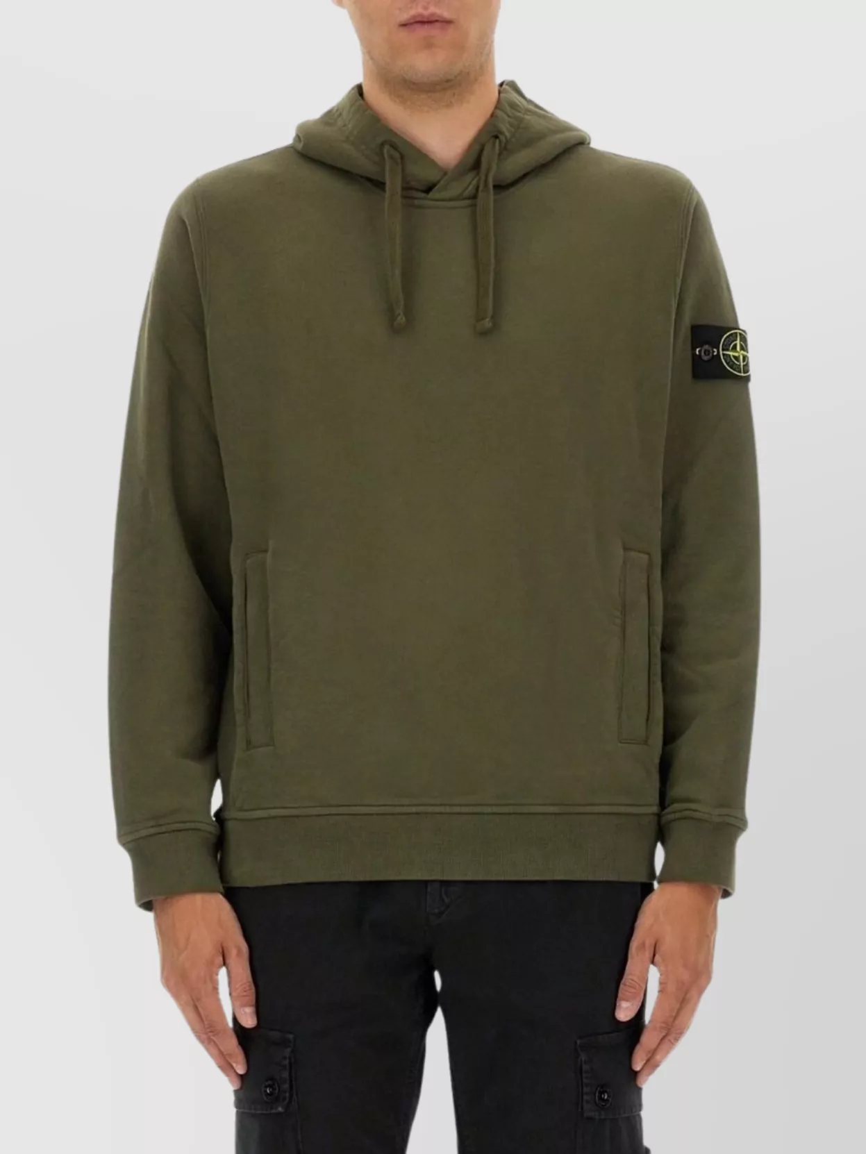 Stone Island Hooded Sweater With Drawstring And Pockets In Green