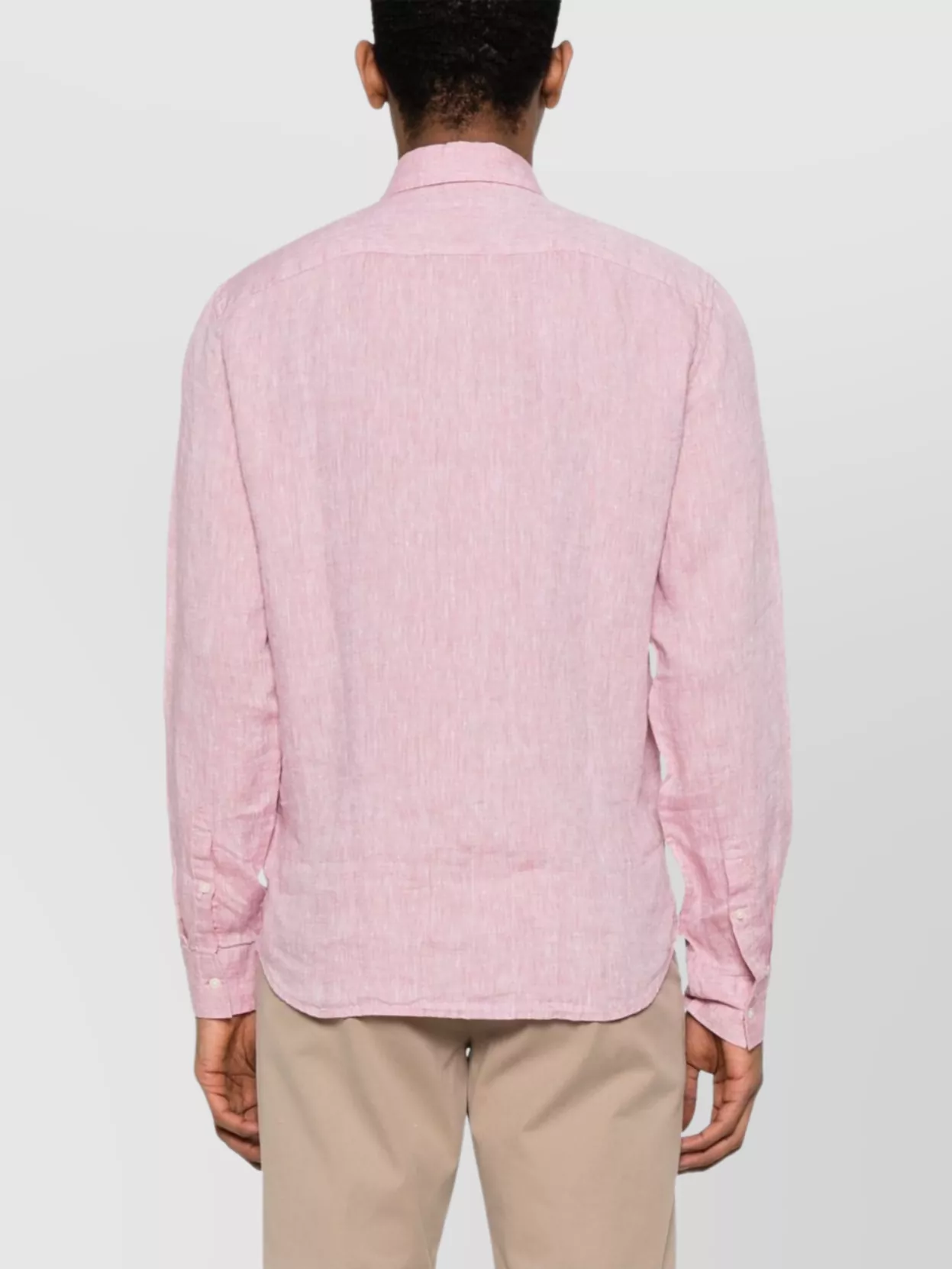 Michael Kors Tailored Shirt With Button-down Collar And Curved Hem In Pink