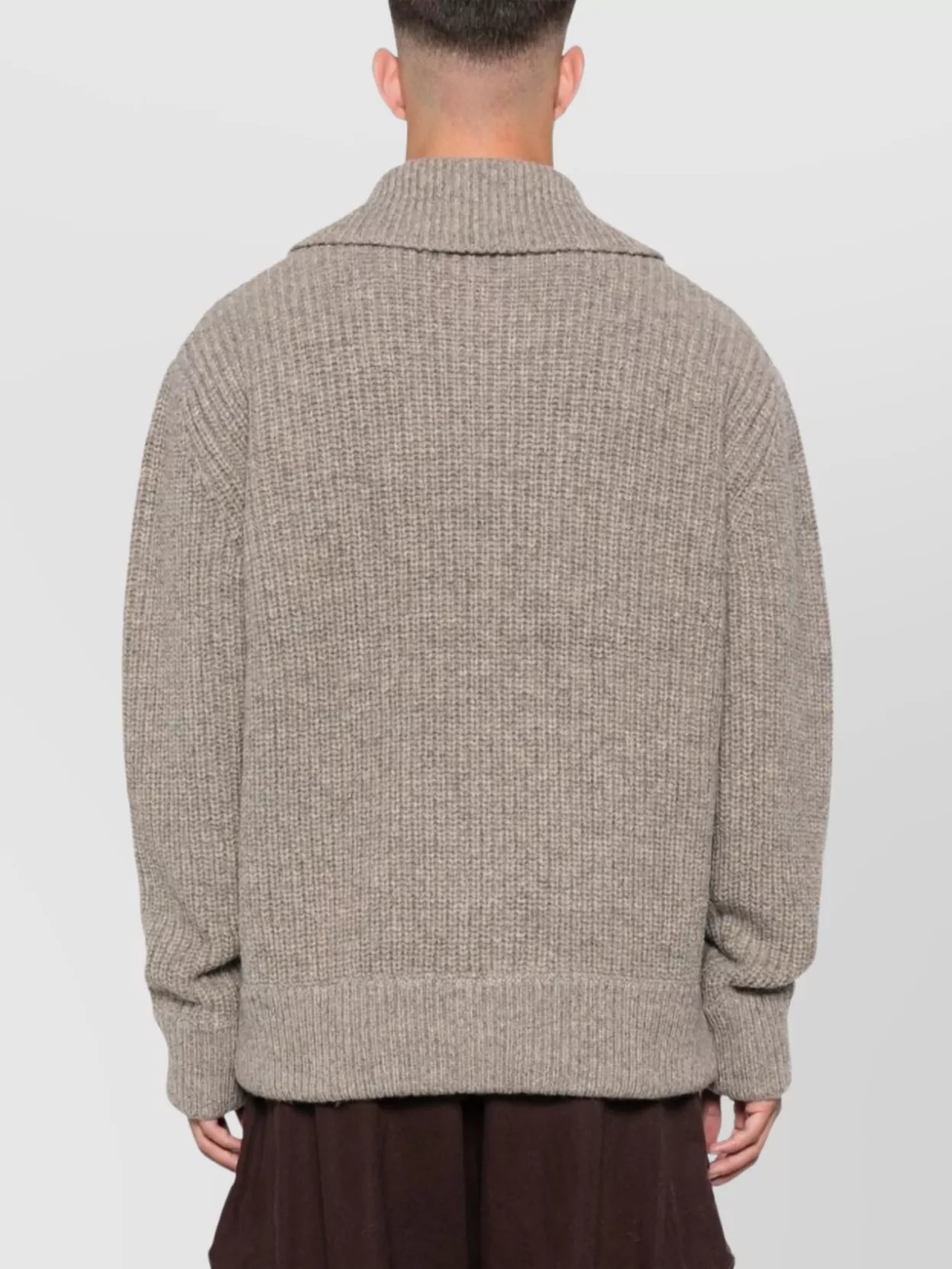 Dries Van Noten High Neck Wool Polo Sweater In Neutrals