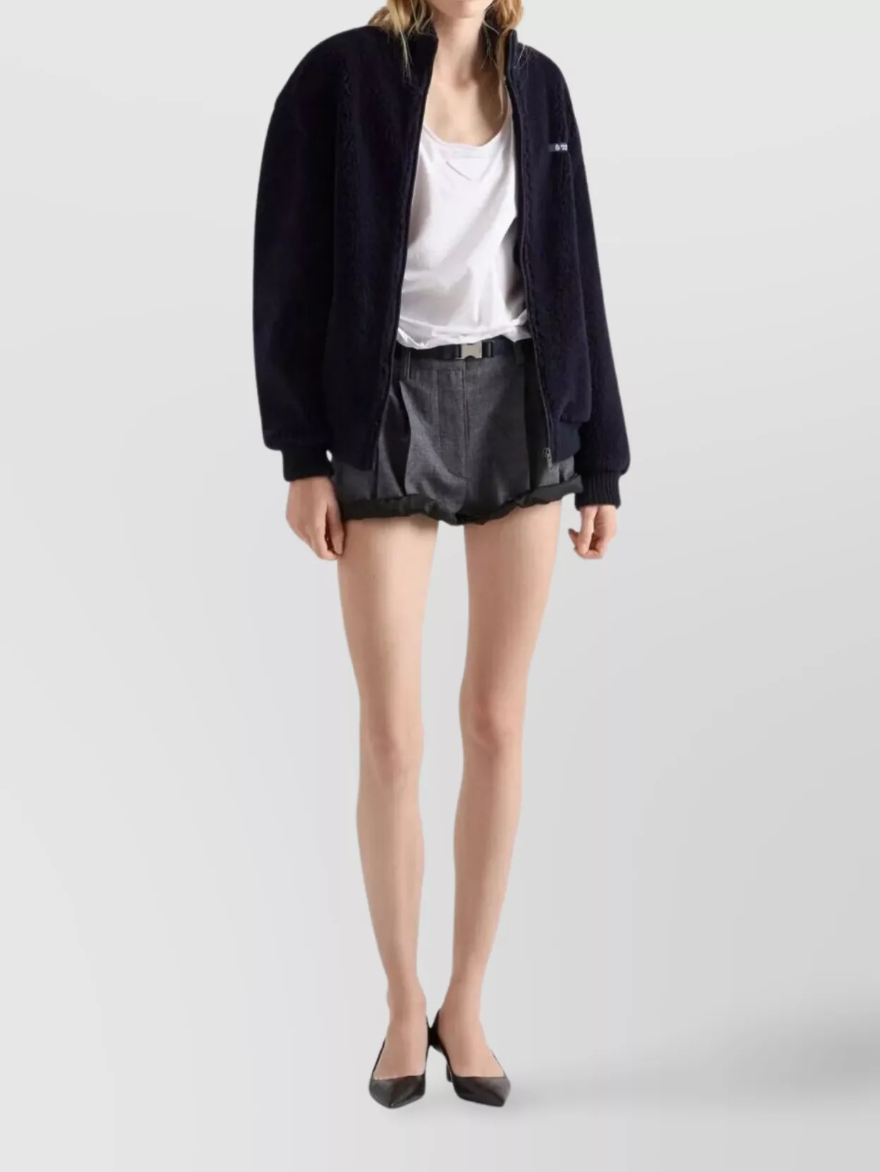 Prada Lightweight Sleeveless Scoop Neck Tank In White