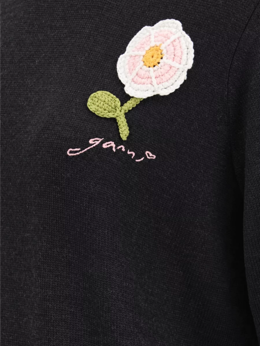 Ganni Wool Crochet-Detail Sweater