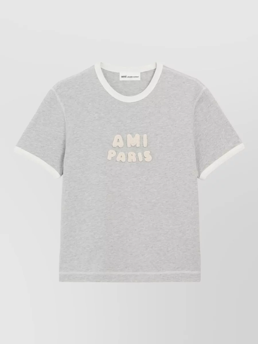 Ami Paris Cotton logo-trim short-sleeve t-shirt
