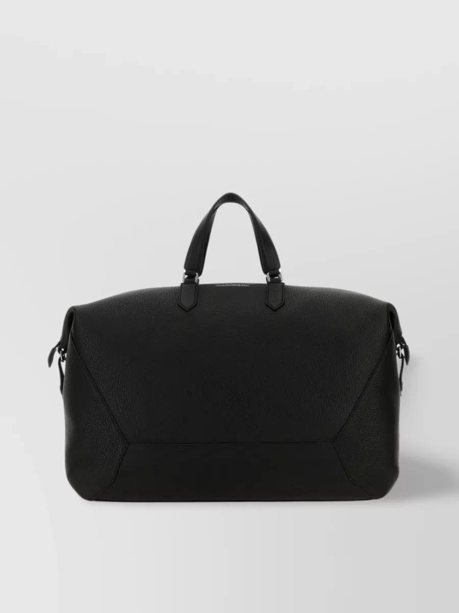 Shop Alexander Mcqueen Edgy Leather Travel Bag In Black