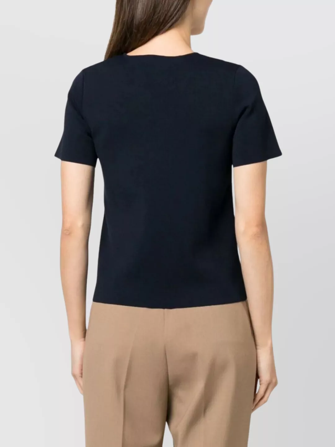 Parosh Simple Knitwear Round Neck Short Sleeve Top
