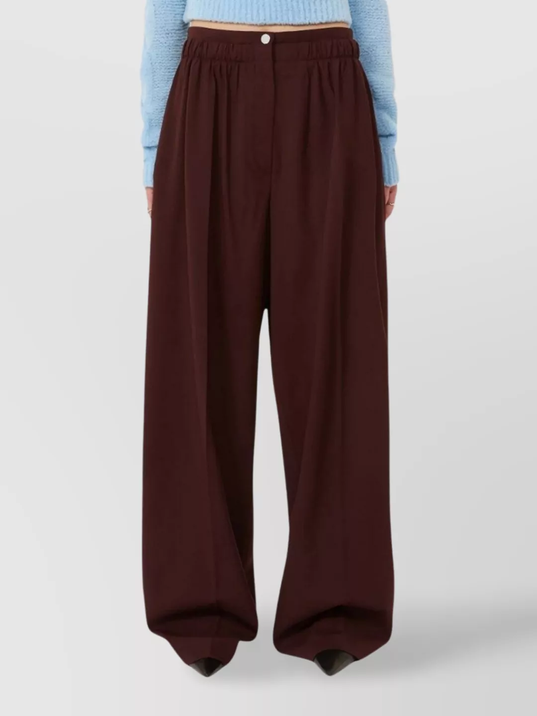 Sportmax Loose Fit Trousers Double Belt Motif In Brown