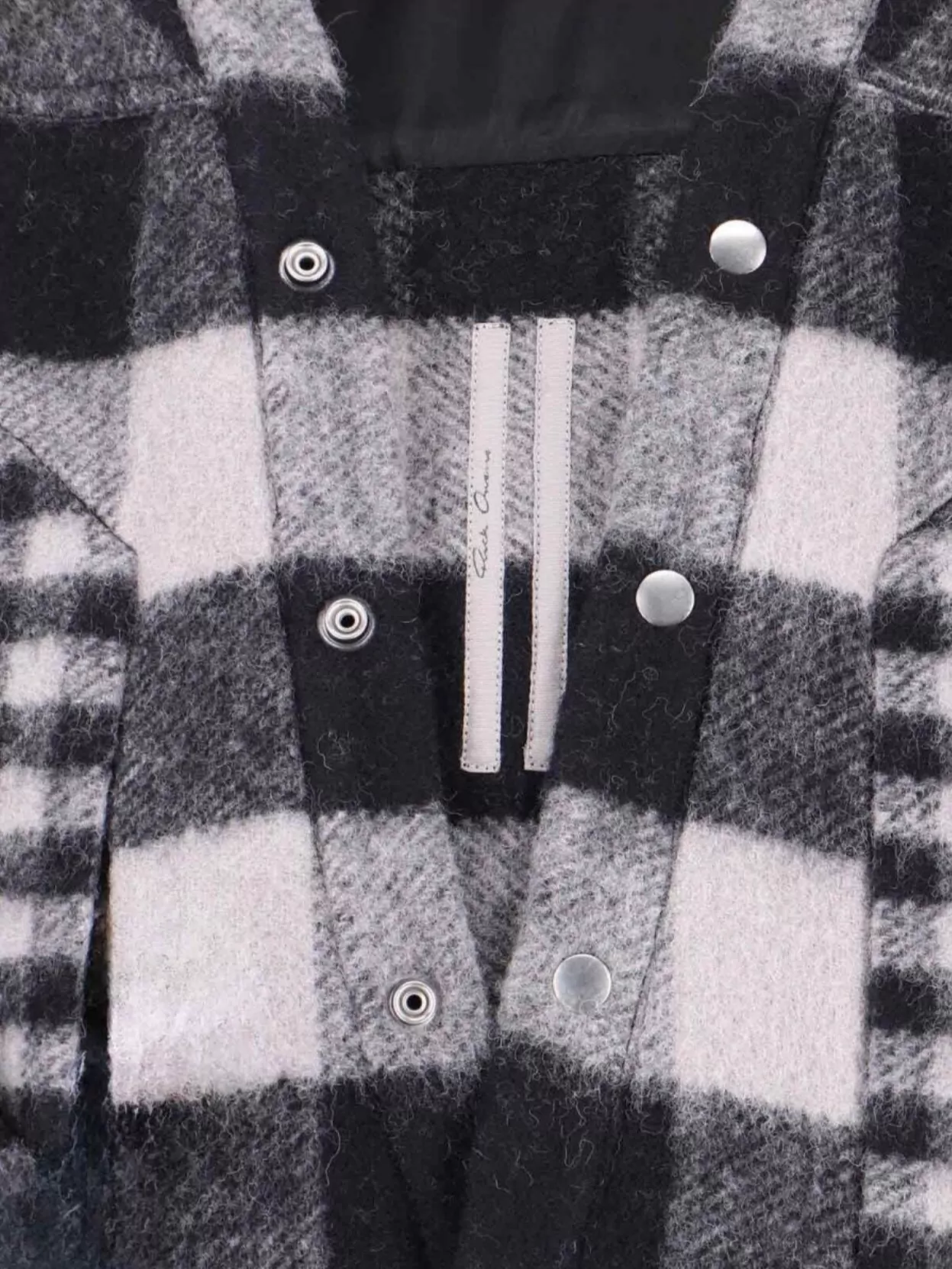 Rick Owens Checked Long Sleeve Shirt With Cuffed Sleeves