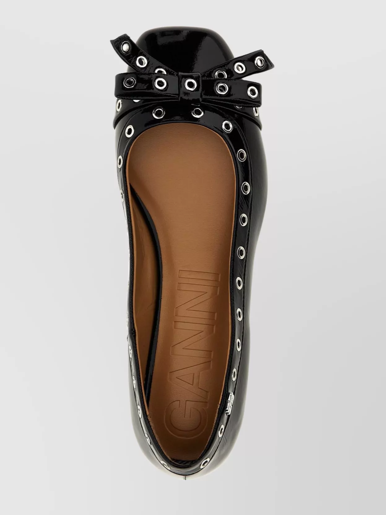 Ganni "Eyelets Bow" Ballet Flats