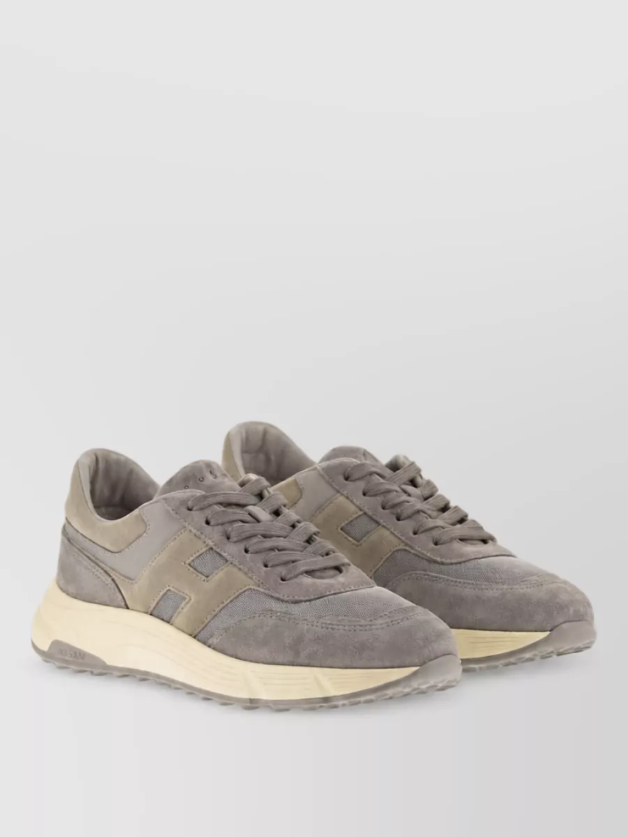 Hogan leather and fabric low-top sneakers