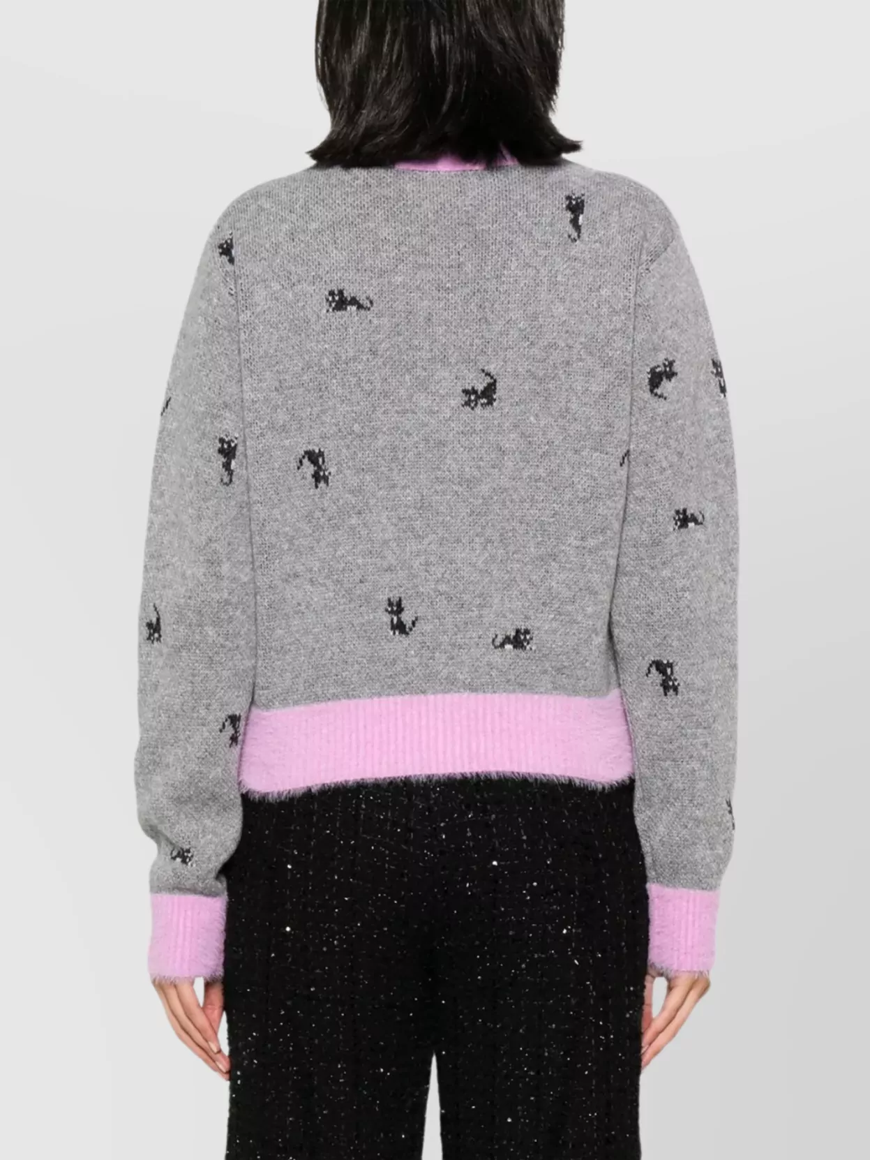 Gcds Kittho Cardigan In Gray And Pink Wool Blend In Gray