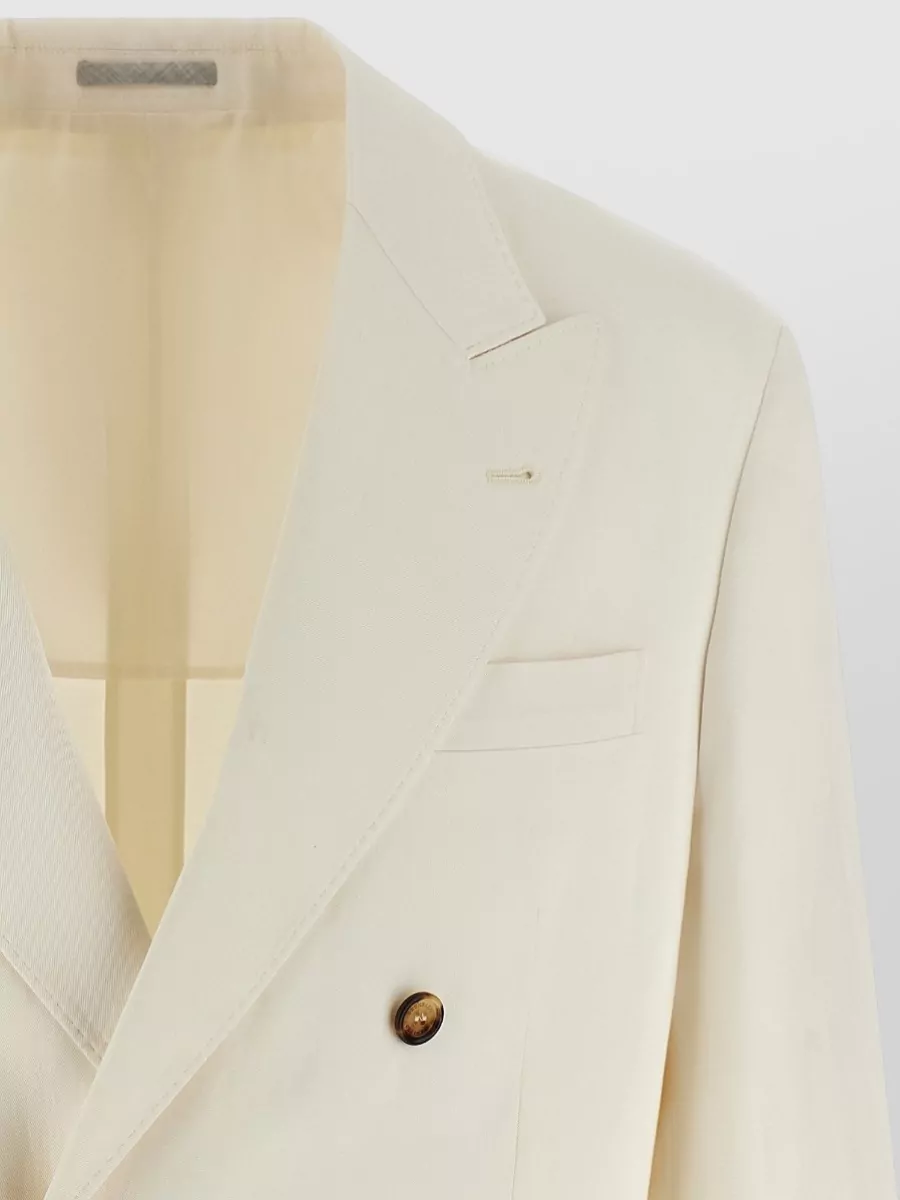 Brunello Cucinelli Linen Silk Blazer Double Breasted Notch Lapel