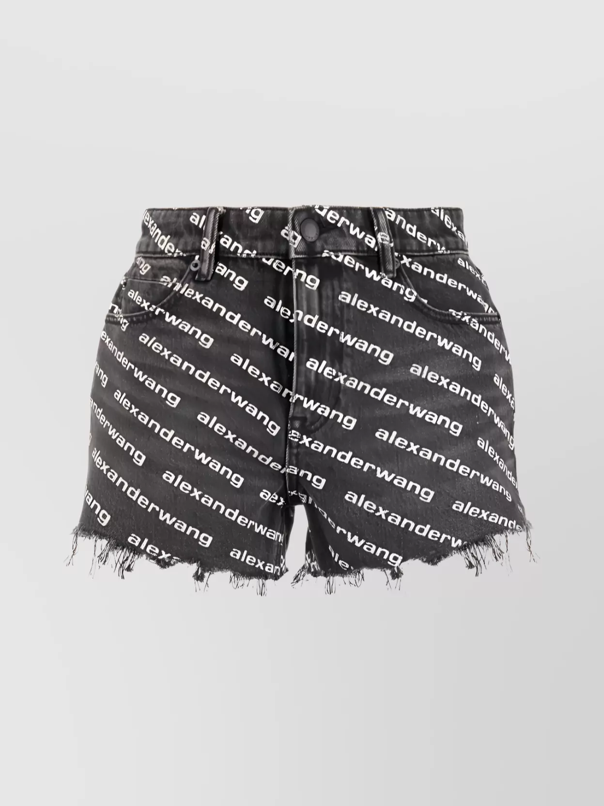 Shop Alexander Wang Frayed Hem Five-pocket Shorts In Black